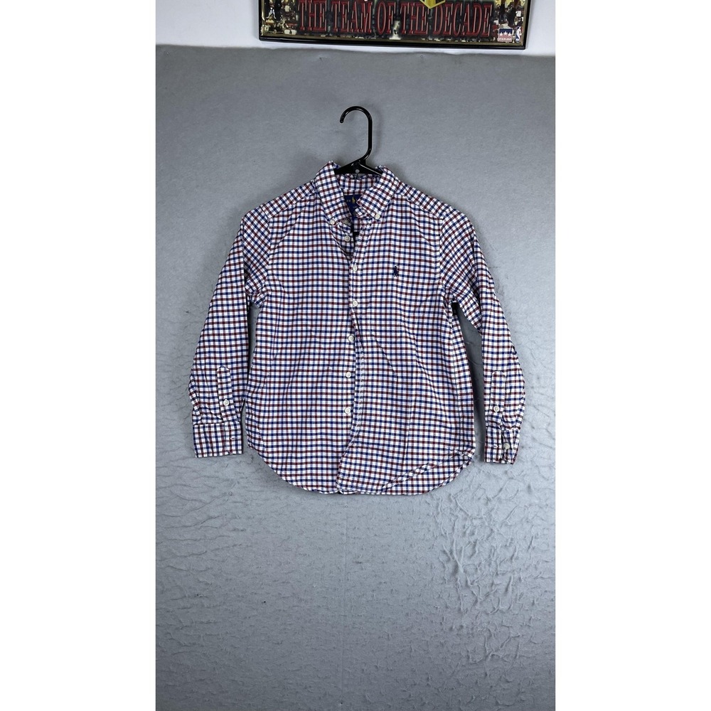 Ralph Lauren Shirt Boys Small 8 Multi Plaid Button Down Long Sleeve Pony Logo